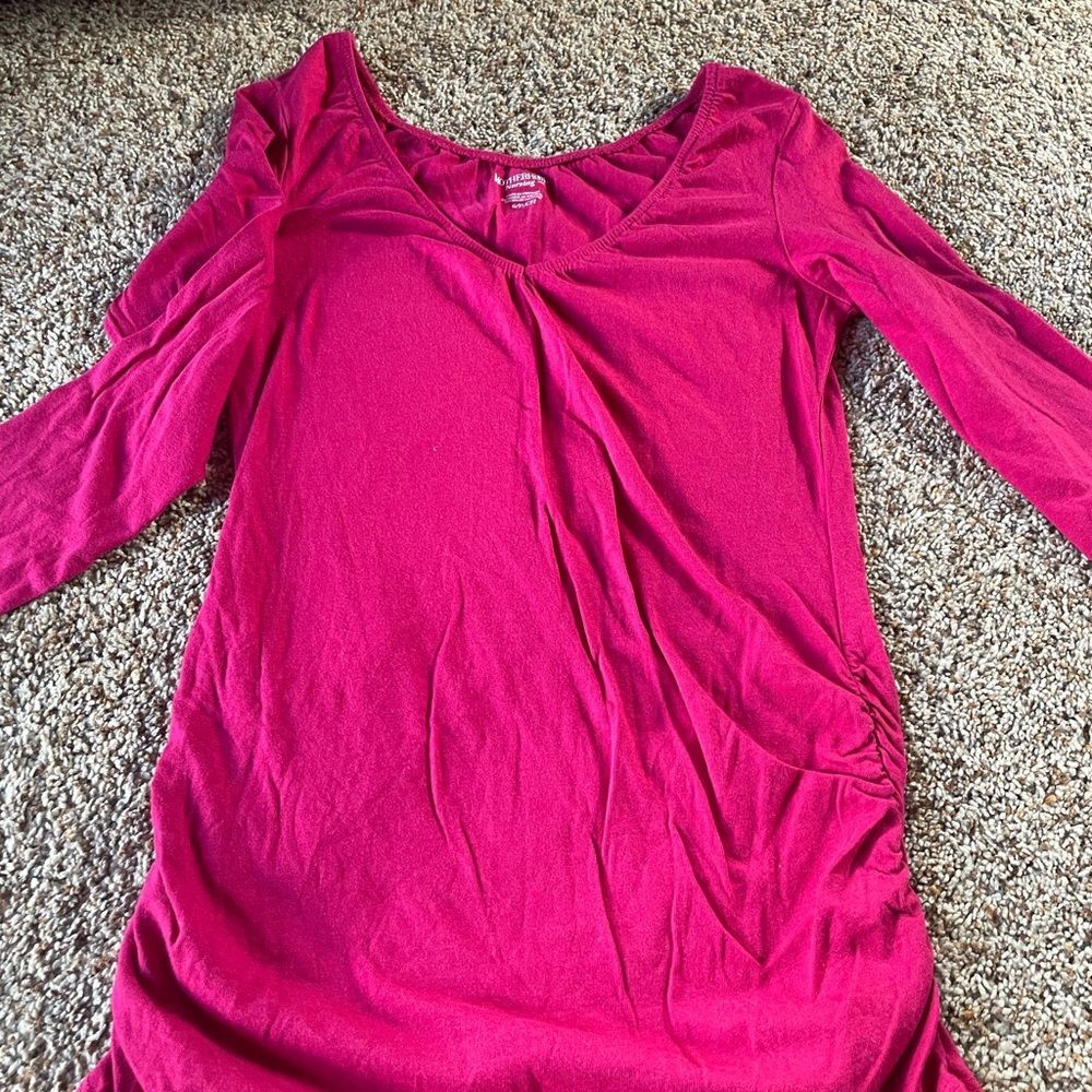Motherhood Fuchsia Long Sleeve Maternity Top s p ch - Picture 5 of 9